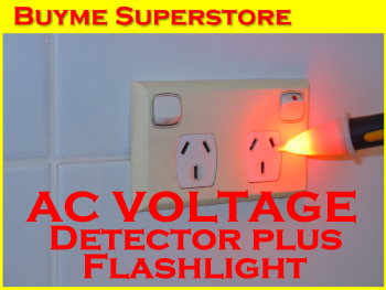 Buyme.com.au - DOSS AC Voltage Detector with Flashlight. Includes Batteries * Dual function: Voltage Finder and Flashlight * Extremely easy to use, just hold the detector close toa source to see whether there is any voltage going through it or not. Non-contact means safety * Rugged, double molded case * Bright white LED flashlight with built-in On/Off button * Flashing red LED light indicator * Compact and lightweight design with pocket clip * For use with 50/60Hz circuits * Includes 2x "AAA" batteries