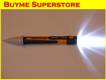 Buyme.com.au - DOSS AC Voltage Detector with Flashlight. Includes Batteries * Dual function: Voltage Finder and Flashlight * Extremely easy to use, just hold the detector close toa source to see whether there is any voltage going through it or not. Non-contact means safety * Rugged, double molded case * Bright white LED flashlight with built-in On/Off button * Flashing red LED light indicator * Compact and lightweight design with pocket clip * For use with 50/60Hz circuits * Includes 2x "AAA" batteries